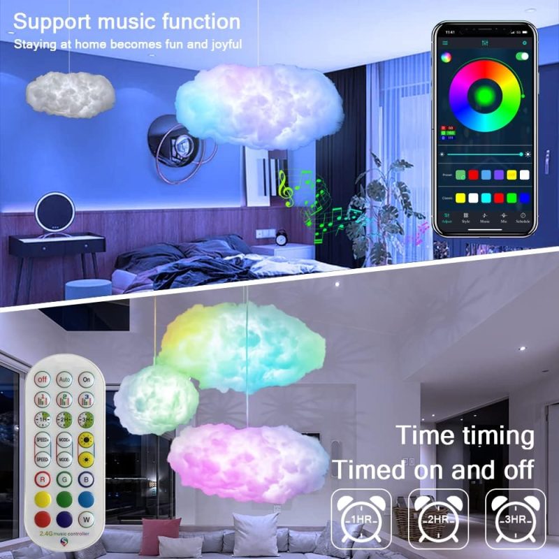 3D Big Cloud lightning Light Kit Music Sync Warm White Multicolor lightning Changing Strip Lights 360 Degree Wireless Remote APP NO DIY Coolest Decorations for Adults and Kids Indoor Home Bedroom - Image 2