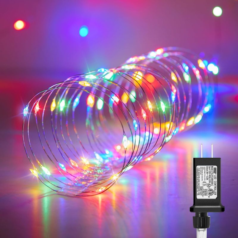 Multicolored Fairy String Lights, 40 Ft 120 Led Waterproof Starry Firefly String Lights Plug in on Silver Wire, Perfect for Crafts DIY Christmas Party Wedding Bedroom Indoor Decorations